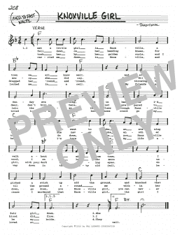 page one of Knoxville Girl (Real Book – Melody, Lyrics & Chords)