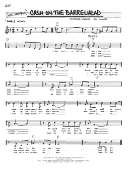 page one of Cash On The Barrelhead (Real Book – Melody, Lyrics & Chords)