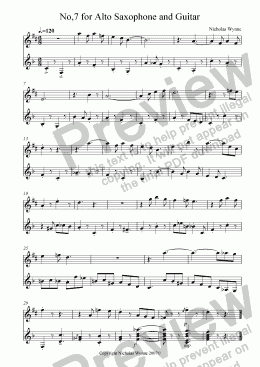page one of No,7 for Alto Saxophone and Guitar