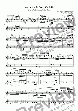 page one of Andante KV 616 (Accordion)