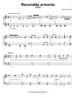 page one of Recondita Armonia (Easy Piano Solo)
