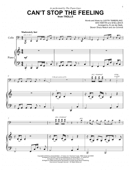 page one of Can't Stop The Feeling! (Easy Piano Solo)