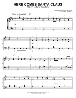 page one of Here Comes Santa Claus (Right Down Santa Claus Lane) (Easy Piano Solo)