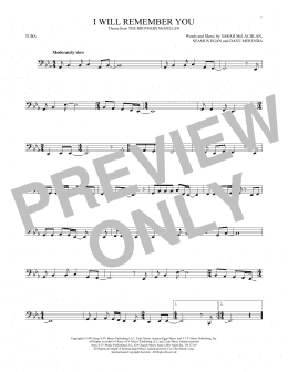 page one of I Will Remember You (Tuba Solo)