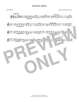 page one of Danny Boy (Recorder Solo)