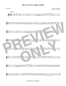 page one of Beautiful Dreamer (Recorder Solo)