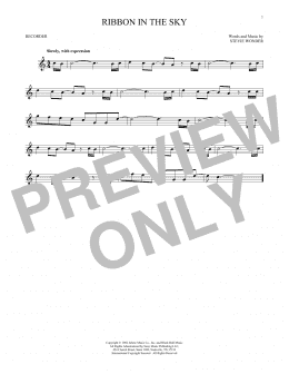 page one of Ribbon In The Sky (Recorder Solo)