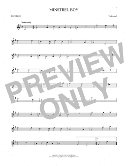 page one of Minstrel Boy (Recorder Solo)