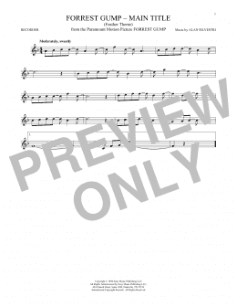 page one of Forrest Gump - Main Title (Feather Theme) (Recorder Solo)