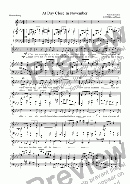 page one of 6 Thomas Hardy Songs for Soprano and Piano 5. At Day Close In November 