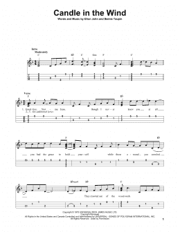 page one of Candle In The Wind (Easy Ukulele Tab)