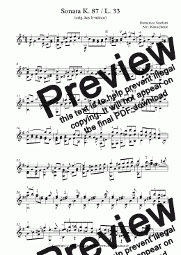 page one of Scarlatti - Sonata K. 87 / L. 33 e-minor (orig. key b-minor)