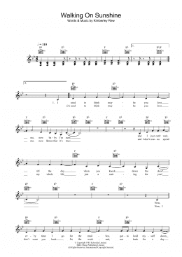 page one of Walking On Sunshine (Lead Sheet / Fake Book)