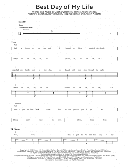 page one of Best Day Of My Life (Easy Bass Tab)