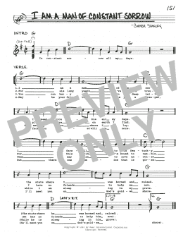 page one of I Am A Man Of Constant Sorrow (Real Book – Melody, Lyrics & Chords)