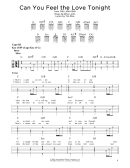 page one of Can You Feel The Love Tonight (from The Lion King) (Guitar Rhythm Tab)