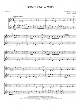 page one of Don't Know Why (Violin Duet)