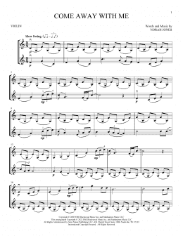page one of Come Away With Me (Violin Duet)
