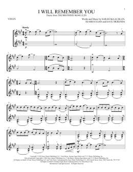 page one of I Will Remember You (Violin Duet)