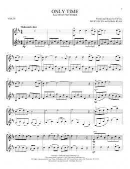 page one of Only Time (Violin Duet)
