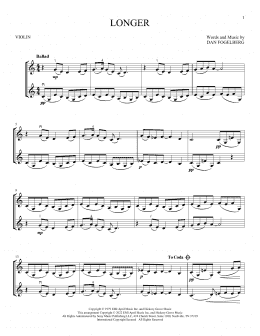 page one of Longer (Violin Duet)