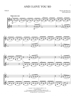 page one of And I Love You So (Violin Duet)