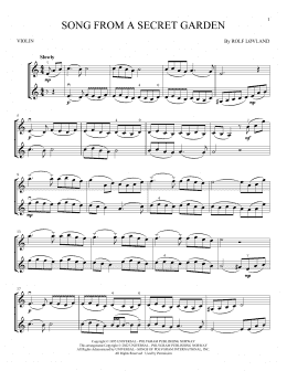 page one of Song From A Secret Garden (Violin Duet)