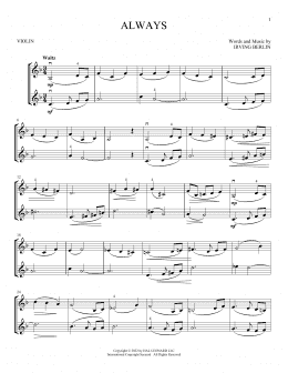 page one of Always (Violin Duet)