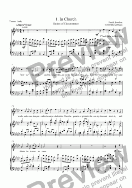 page one of Thomas Hardy  - Satires of Circumstance for Tenor Voice and Piano 1. In Church