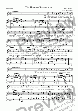page one of The Phantom Horsewoman (Thomas Hardy) for Tenor voice and Piano