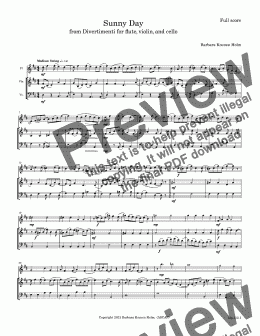 page one of Sunny Day, from Divertimenti for flute, violin, and cello