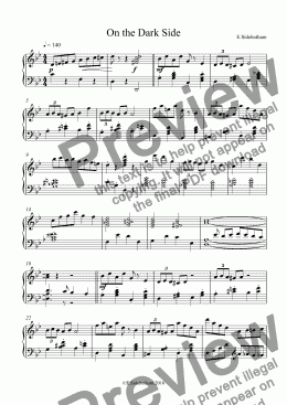 page one of On the Dark Side_piano