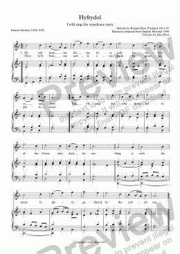 page one of Hyfrydol (I will sing the wondrous story) - Descant
