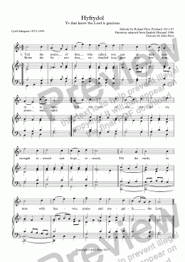 page one of Hyfrydol (Ye that know the Lord is gracious) - Descant