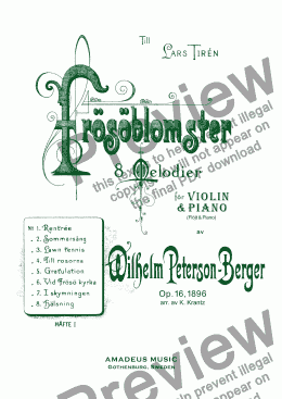 page one of Frösöblomster Op. 16 book 1 for violin or flute and piano (complete transcription) 