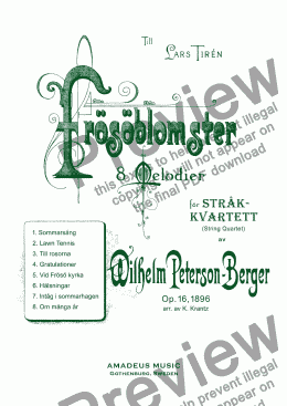 page one of Frösöblomster Op. 16 - 8 pieces for string quartet 