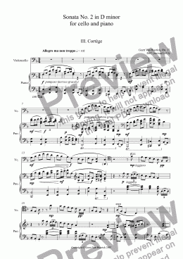 page one of Sonata No. 2 in D minor for cello and piano, Op. 17 - III. Cortège