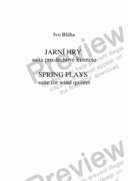 page one of SPRING PLAYS (Jarní hry) - suite for wind quintet
