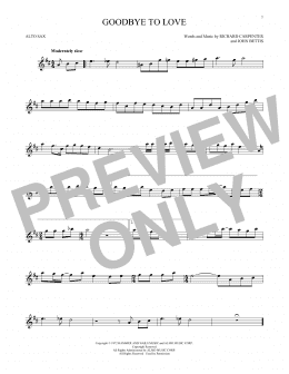 page one of Goodbye To Love (Alto Sax Solo)