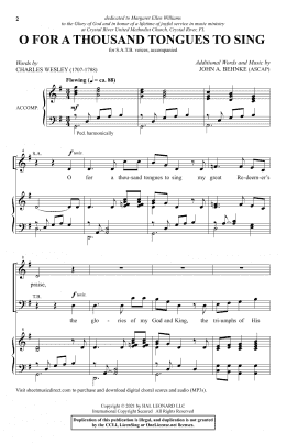 page one of O For A Thousand Tongues To Sing (SATB Choir)
