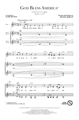 page one of God Bless America (arr. Mark Brymer) (SSA Choir)