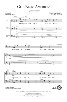 page one of God Bless America (arr. Mark Brymer) (TTBB Choir)