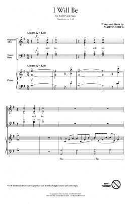 page one of I Will Be (SATB Choir)