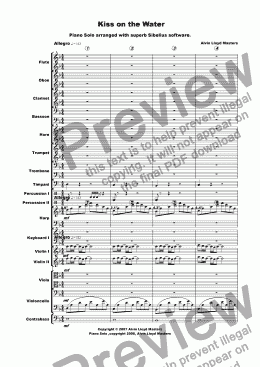page one of Kiss on the Water - for orchestra