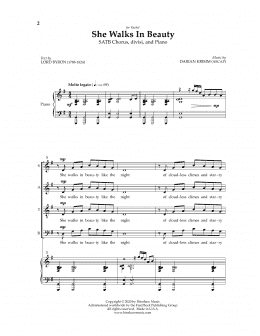 page one of She Walks In Beauty (SATB Choir)