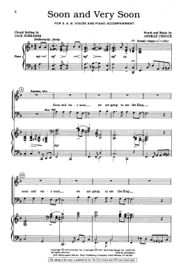 page one of Soon and Very Soon (arr. Jack Schrader) (SAB Choir)