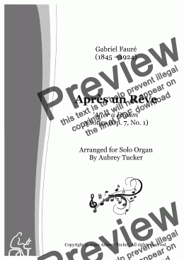 page one of Organ: Apres Un Reve 'After a Dream' (3 Songs, Op. 7, No. 1) - Gabriel Faure