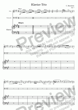 page one of Barnekow, Klavier-Trio fis-Moll op. 1 – Flöte (anstelle Violine)