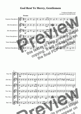 page one of God Rest Ye Merry, Gentlemen (SAATTB saxophone sextet)