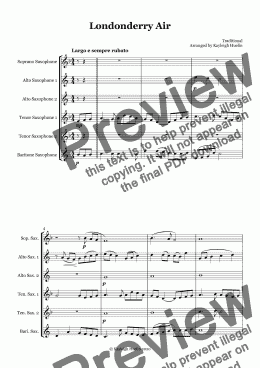 page one of Londonderry Air (SAATTB saxophone sextet)